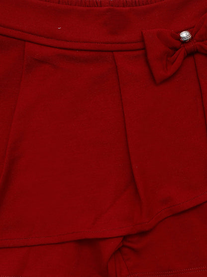 Pampolina Girls Solid Short- Mahroon