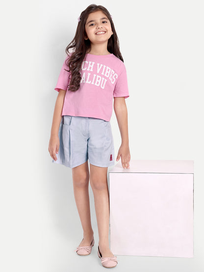 PAMPOLINA GIRLS SOLID SKIRT-SKY