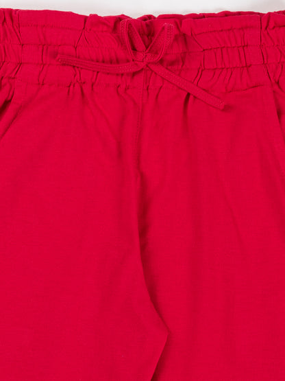 Pampolina Girls Solid Ankle Lenth Capri-Magenta