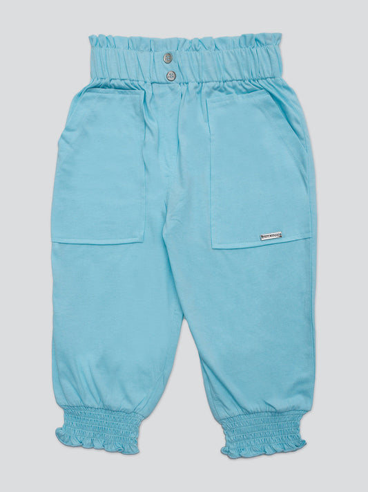 Pampolina Girls Solid Ankle Lenth Capri- Sky
