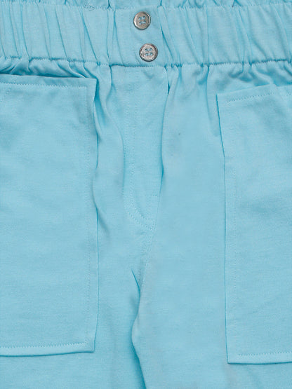 Pampolina Girls Solid Ankle Lenth Capri- Sky