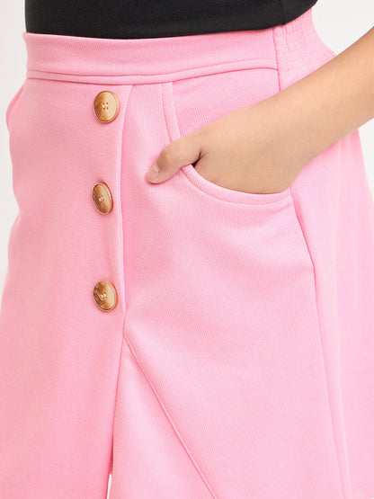 Pampolina Girls Solid Knee Length Skirts - Pink