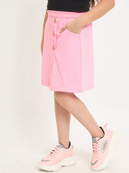 Pampolina Girls Solid Knee Length Skirts - Pink