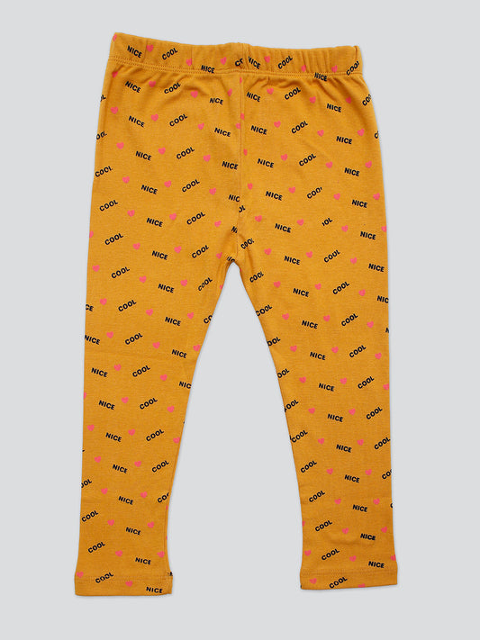 Pampolina Girls Allover Ankle Lenth Capri- Mustard