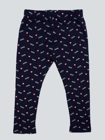 Pampolina Girls Allover Ankle Lenth Capri- Navy