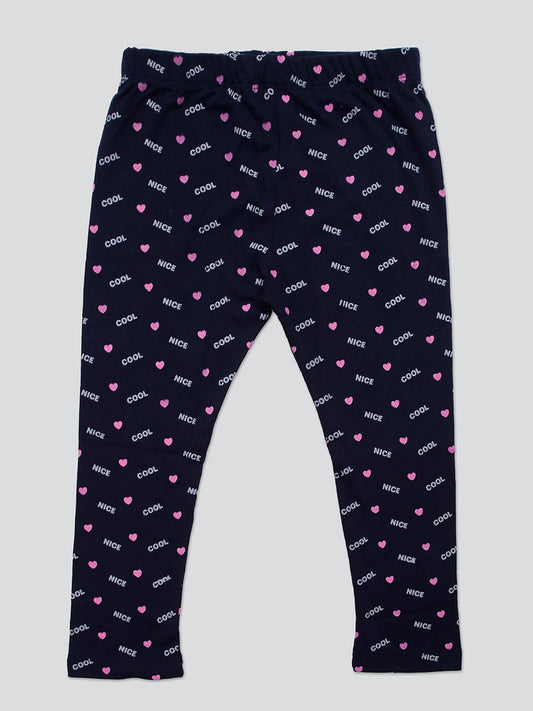 Pampolina Girls Allover Ankle Lenth Capri- Navy