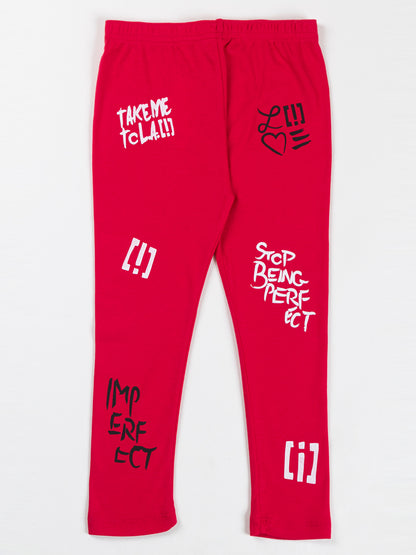 Pampolina Girls Printed Ankle Lenth Capri-Red