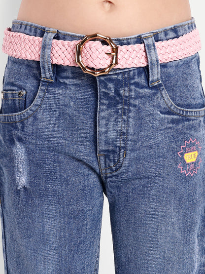 Pampolina Girls Denim Solid Capri- L.Blue