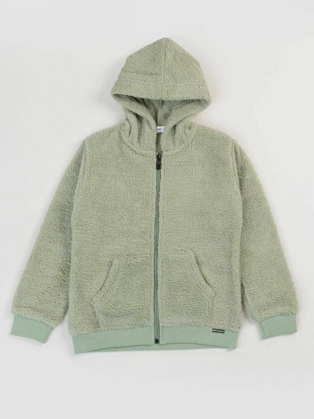 Pampolina Girls Solid Sweatshirt With Hoddie- Green