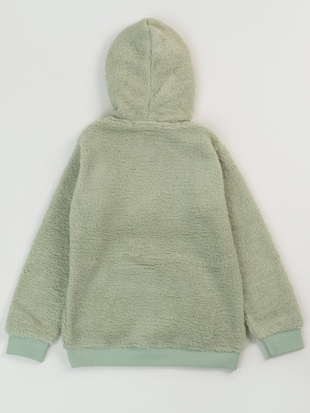 Pampolina Girls Solid Sweatshirt With Hoddie- Green