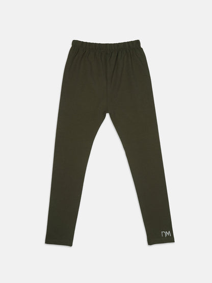 Pampolina Full Length Solid Leggings - Olive Green