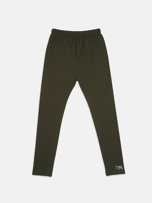 Pampolina Full Length Solid Leggings - Olive Green