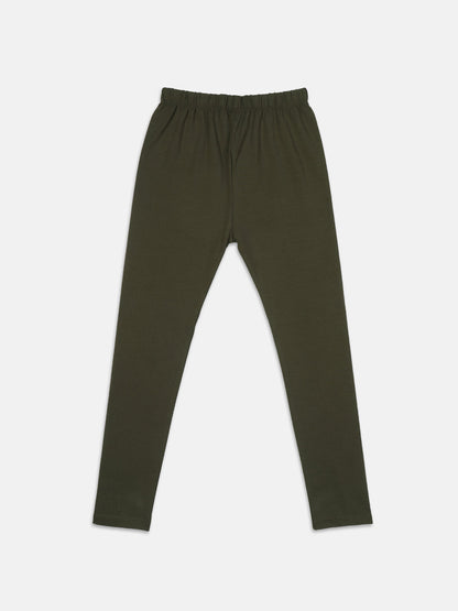 Pampolina Full Length Solid Leggings - Olive Green