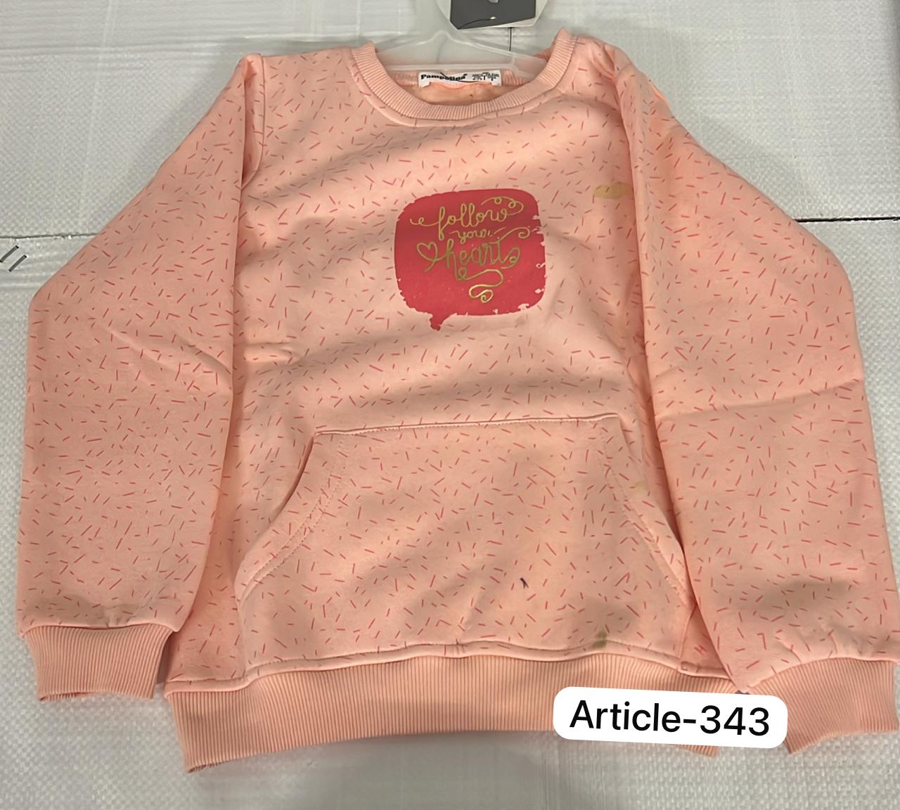 Cozy Peach Patterned Sweatshirt with Front Kangaroo Pocket and Graphic