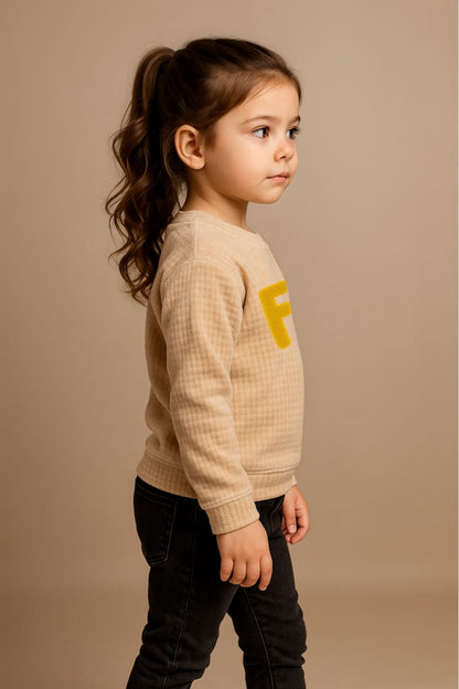 Playful Kids' "FUN! TIME" Graphic Pullover Sweatshirt in Beige