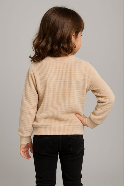 Playful Kids' "FUN! TIME" Graphic Pullover Sweatshirt in Beige
