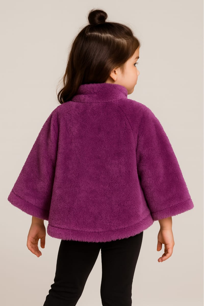 Chic Kids' Plush Fleece/Faux Fur Cape Jacket with Full Zip