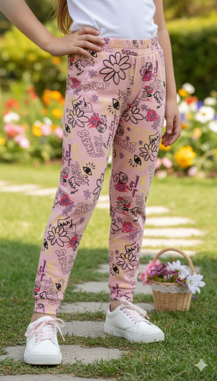 Cozy High-Waist Full-Length Printed Leggings for Children