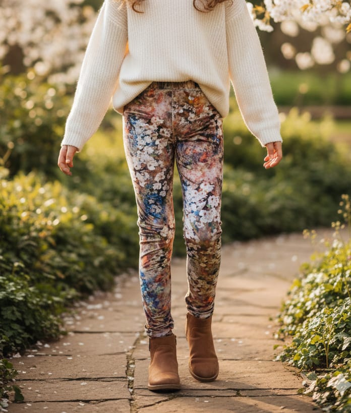 Unique Girls' Artistic Floral Print Leggings / Slim Trousers
