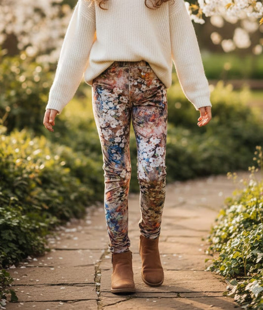 Unique Girls' Artistic Floral Print Leggings / Slim Trousers