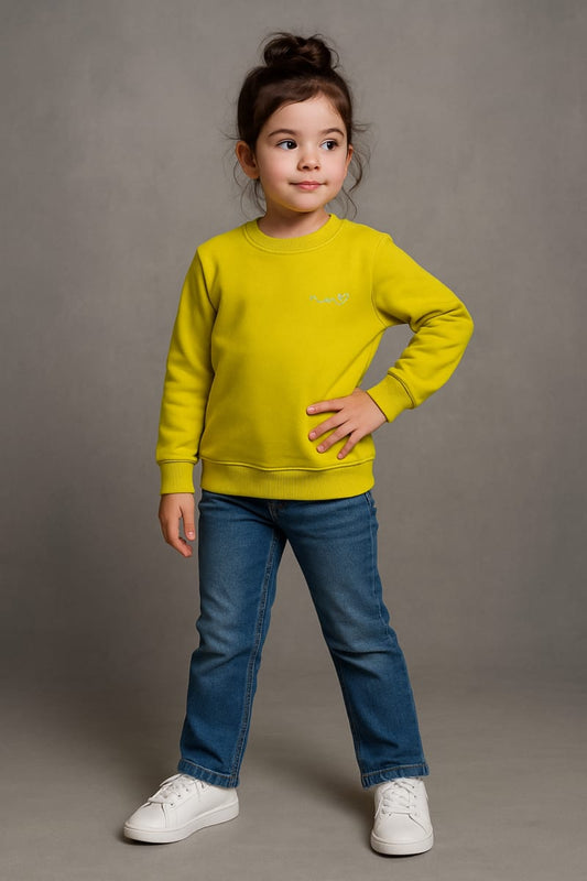 Vibrant Chartreuse Ribbed Knit Long-Sleeve Pullover Top