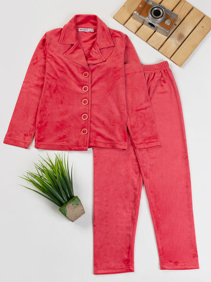 Pampolina Girls Solid Sharing Co-Ord Sets-Peach