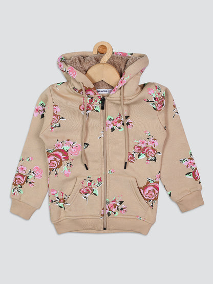 Pampolina Girls Floral Printed Sweatshirt - Fawn