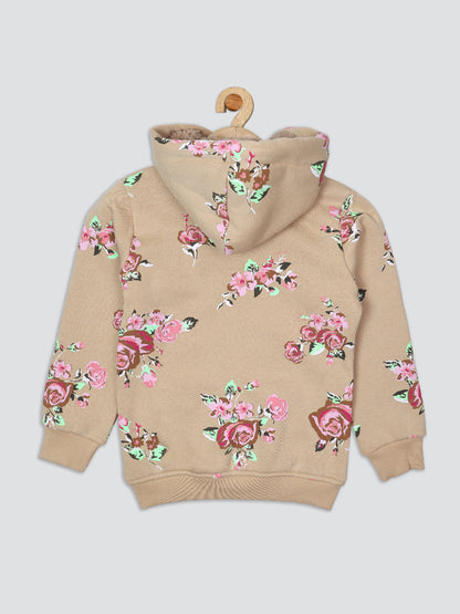 Pampolina Girls Floral Printed Sweatshirt - Fawn