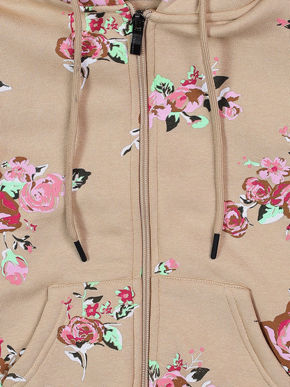 Pampolina Girls Floral Printed Sweatshirt - Fawn