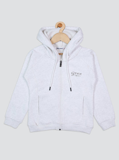 Pampolina  Girls Solid  With Hoddie SweatShirt- White