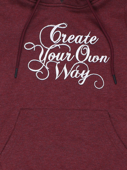 Create Way Extra Warm Girls Solid Hoddie Co-ord Set-Wine