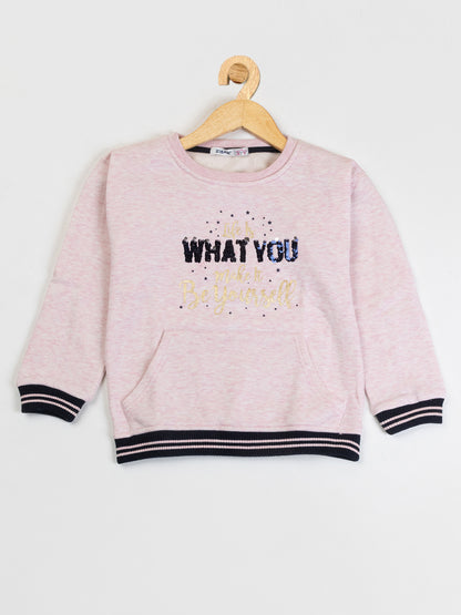 Pampolina Girls Printed Full Sleeve Sweatshirt-Pink