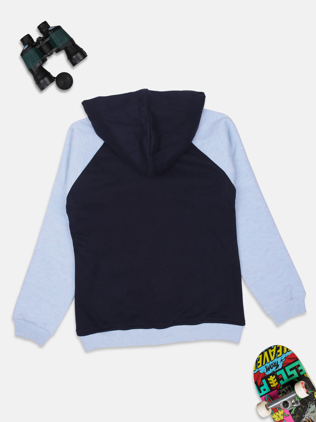 ZIAMA GIRLS PRINTED FULL SELEVE WITH HODDIE & ZIPPER SWEATSHIRT-NAVY