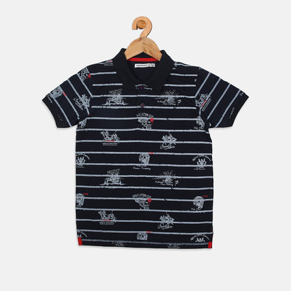 Nins Moda Boys Collar T-shirt-Navy