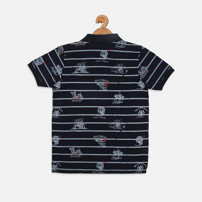 Nins Moda Boys Collar T-shirt-Navy