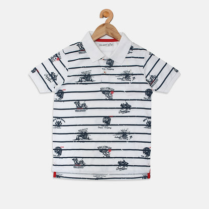 Nins Moda Boys Collar T-shirt-White