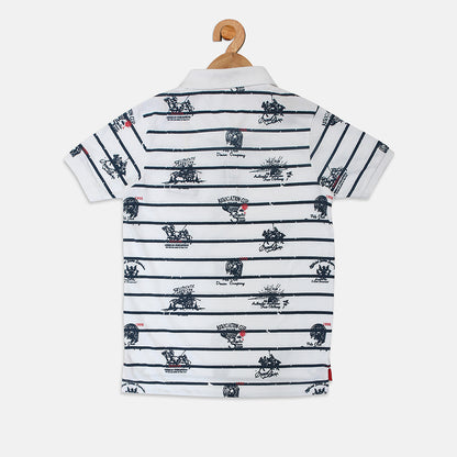 Nins Moda Boys Collar T-shirt-White