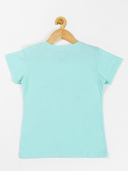 Pampolina Girls Flower Printed Stretchable Top-Sky