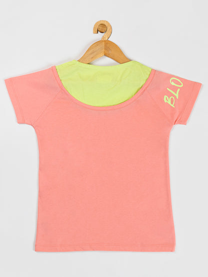 Pampolina Girls Multi-Colour  Printed  Top-Peach
