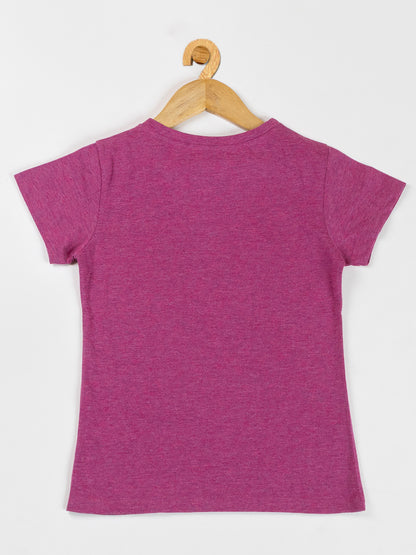 Pampolina  Girls Printed Stretchable Top- Meganta