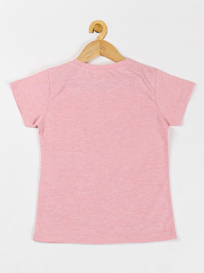 Pampolina  Girls Printed Stretchable Top- Pink