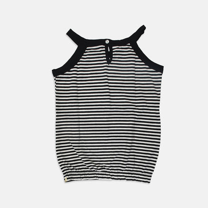 Nins Moda Girls Printed Selleve less Top- Black