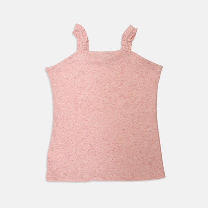 Nins Moda Girls Printed Selleve less Top- Peach
