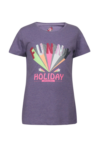 Pampolina Girls  Text Sequined Printed Top - Move