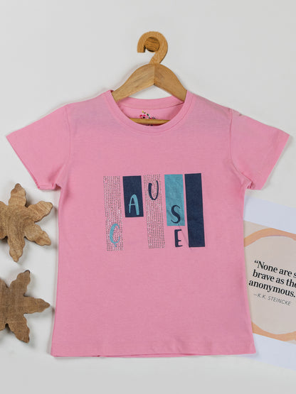 Pampolina  Girls Sequin Printed  Top-Lt. pink