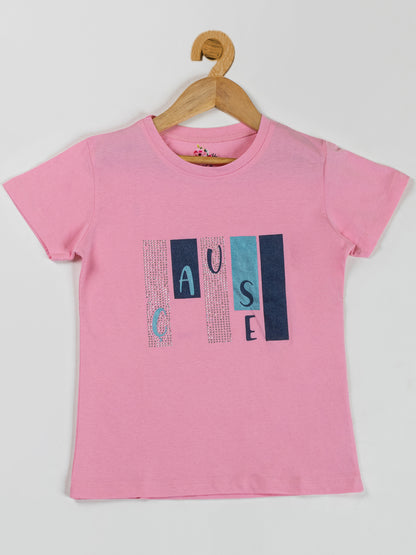 Pampolina  Girls Sequin Printed  Top-Lt. pink