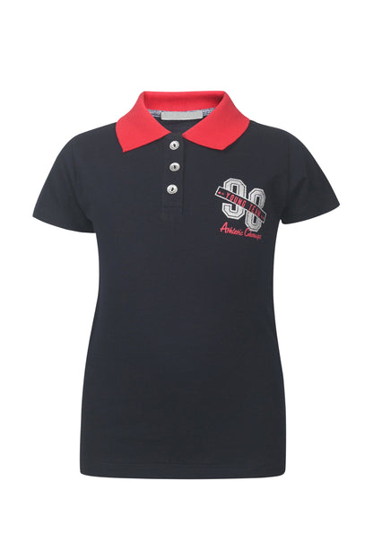 Pampolina Girls  Printed Pique Kint T-Shirt -Navy