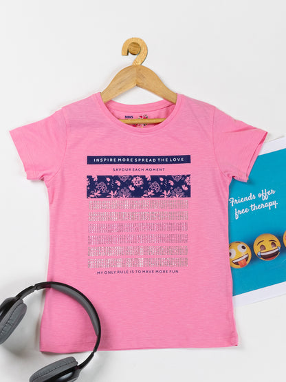 Pampolina Girls Sequin Printed Top -Pink