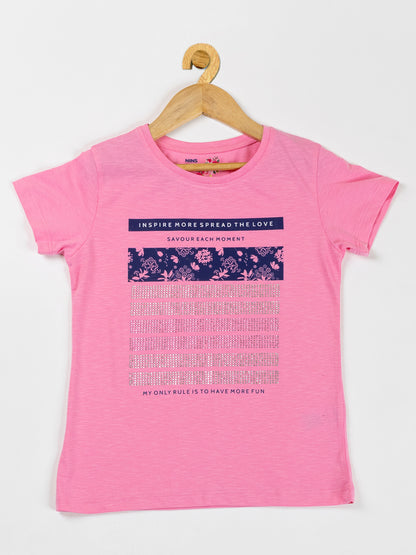 Pampolina Girls Sequin Printed Top -Pink