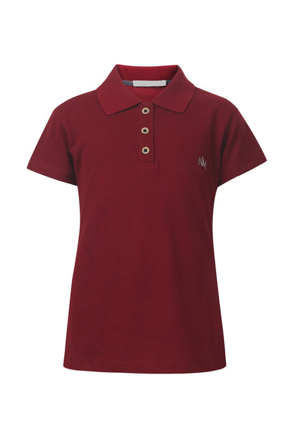 Pampolina Girls  Solid Pique Kint  Collar T-Shirt - Mahroon
